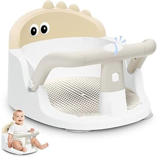 Baby Bath Seat for Babies 6 Months & Up Sitting Up, Non-Slip Baby Bath Chair with Suction Cup, Safe and Comfortable Portable Infant Bath Seat for Bathroom, Bathtub Tub, Easy to Clean (Yellow)