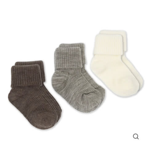 Wool Socks, Baby and Toddler, Brown-Gray & White