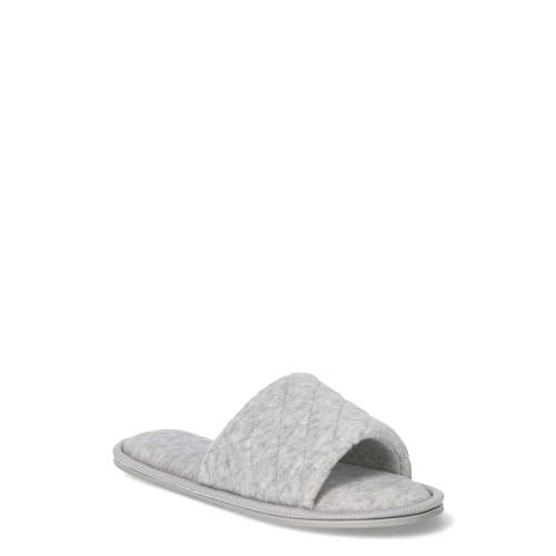 Joyspun Women's Quilted Single Band Slide Slippers, Wide-Width Available