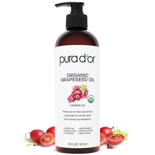 PURA D'OR 16 Oz ORGANIC Fractionated Coconut Oil – USDA Certified – MCT Oil – Therapeutic, Hydrating, Lightweight Moisturizer – Hexane Free Carrier Oil For Essential Oils & Massage – Face, Hair & Body