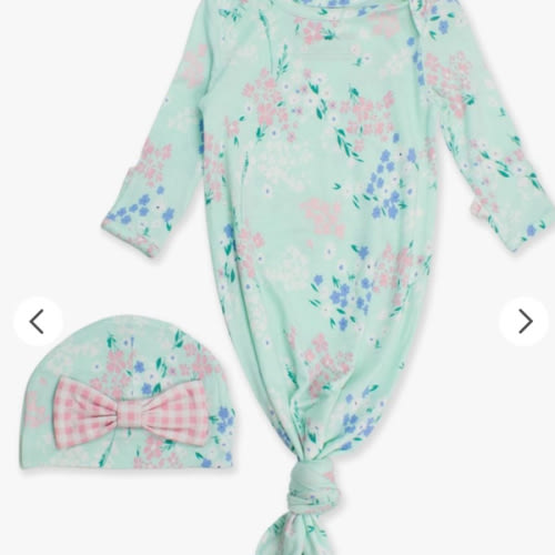 Ruffle Knotted Sleep Gown & Hat Set