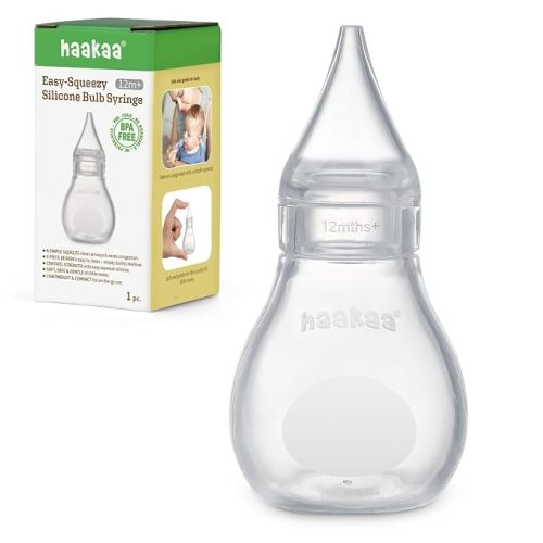 Haakaa Silicone Baby Nasal Aspirator, Easy-Clean Nose Bulb Syringe