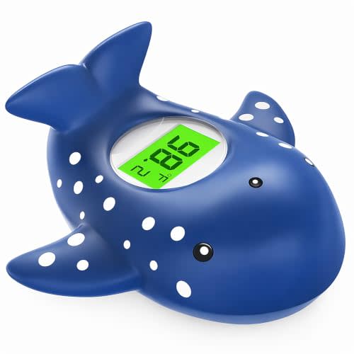 MIEDECDEL Baby Bath Thermometer for Infant & Toddler,Floating Digital Water Temperature Thermometer with 3-Color LED Backlight, Instant Accurate Reading,Baby Bath Toy,Hot & Cold AlertDeep Blue Whale