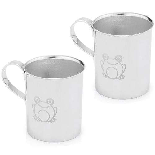 Children's Stainless Steel Cups with Handles | Adorable Frog Design | Premium 304 (18/8) | Set of 2 | Perfect for Babies, Toddlers & Kids