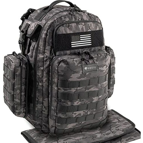 Dinictis Dad Diaper Bag, Mens Diaper Bag Backpack with Diaper Changing Mat, Military Diaper Backpack