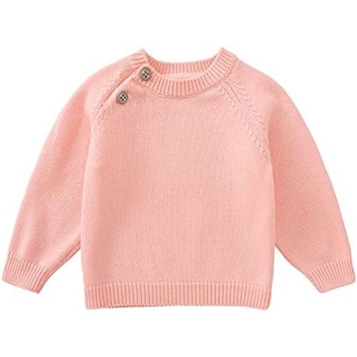 pureborn Baby Toddler Boys Girls Pullover Sweater Cotton Knit Button Closure Sweaters