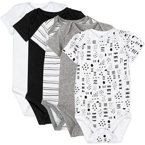 HonestBaby 5-pack Short Sleeve Bodysuits One-piece 100% Organic Cotton for Infant Baby Boys