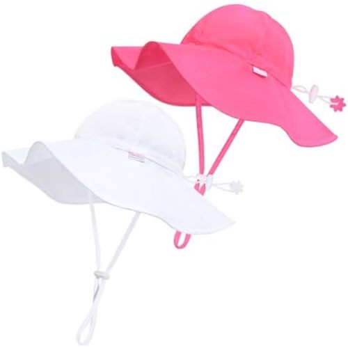 Unisex Baby Sun Hat with UPF 50+ Outdoor Adjustable Beach Hat,Baby Girl Wide Brim Bucket Hats for Infant Toddler Little Boy