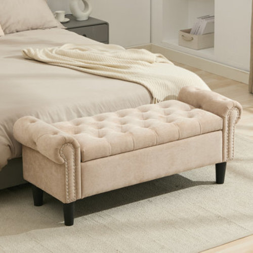 Winston Porter Elisama 49.6" W Chenille Tufted Storage Bench & Reviews | Wayfair
