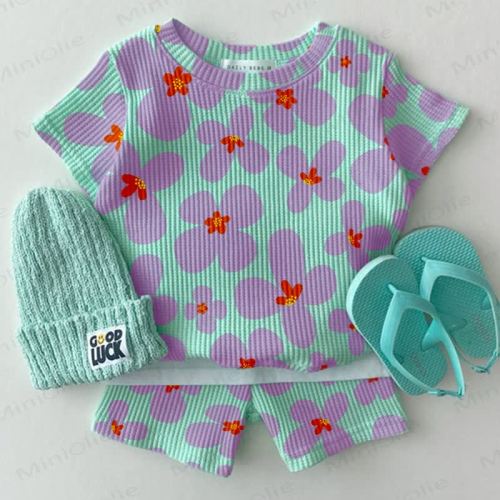 Baby Purple Flower Waffle 2-piece Set