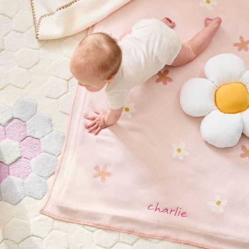 Daisy Knit Sherpa Baby Blanket