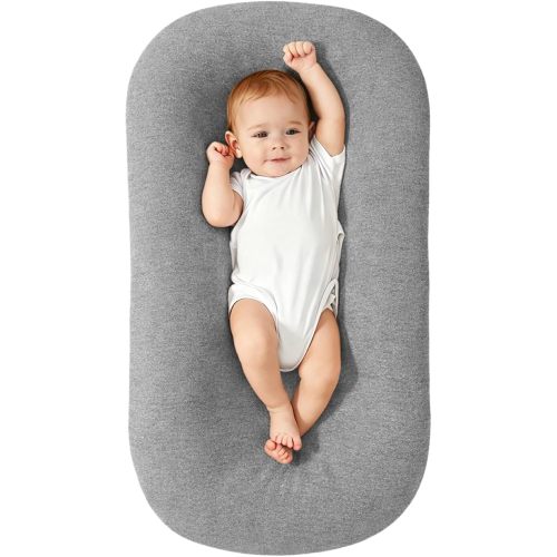 Infant Support Cushion - Baby Support Cushion with Cover for Newborn, Portable Tummy Time Mat for Home and Travel, Soft Breathable, Supervised Use, Baby Essentials (Grey)