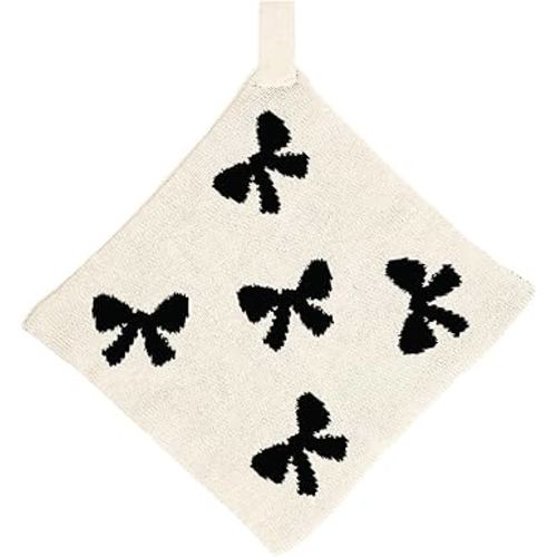 Stephan Baby Plush Blankets - Soft Absorbent Blankie with Paci-Clip for Pacifiers and Teething Toys, 9" Square, Bows