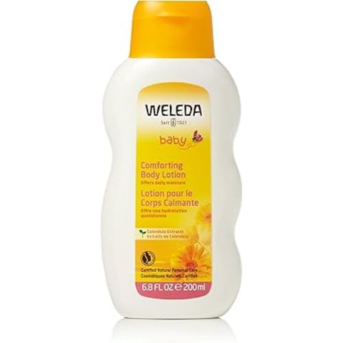 Weleda Baby Calendula Comforting Body Lotion, Plant Rich Moisturizer with Calendula, Chamomile, Sweet Almond and Sesame Oils, 6.8 Fl Oz