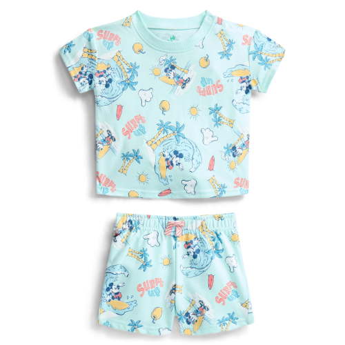 Disney Mickey Mouse Baby Boys Allover Print Short Sleeve Tee and Shorts Set, 2-Piece, Sizes 0/3M-24M