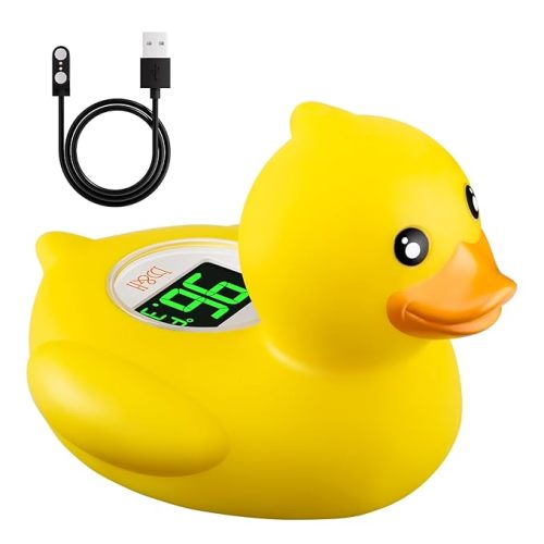 b&h Baby Bath Thermometer - USB Rechargeable, Instant & Accurate Temperature Readings, Waterproof, Digital Water Temperature Monitor for Newborns & Toddlers (Classic Charging Duck)