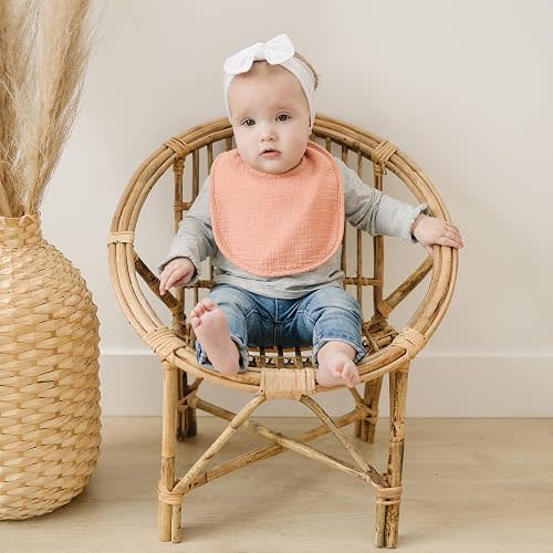Konssy 8-Pack Muslin Baby Bibs, Adjustable Fit for Drooling and Teething