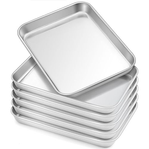 HaWare Stainless Steel Kids Plates, 6-Piece Toddler Plates