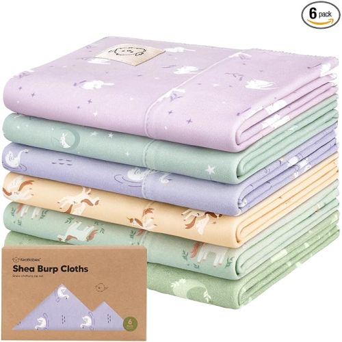 Organic Burp Cloths Baby Boy, Girl, 6-Pack Large Burping Cloths (Lunaris) | Burping Clothes for Babies, Newborns Spit Up Rags, Super Soft, Absorbent Wash Towels, Gender Neutral, Non-Shrink Machine Wash