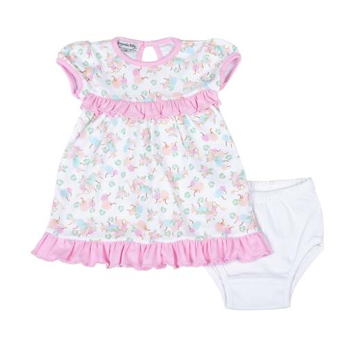 Pumpkin Blush Print Ruffle Short Sleeve Dress