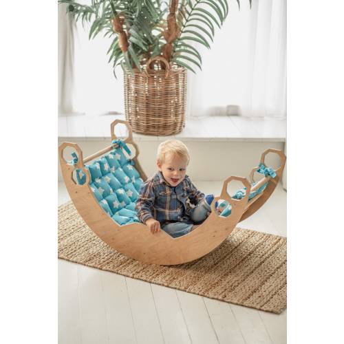 Unique baby gift - Montessori rocker with Cushion, Climbing Arch + pillow, Montessori toys, Toddler gift personalize toy for 1 year old