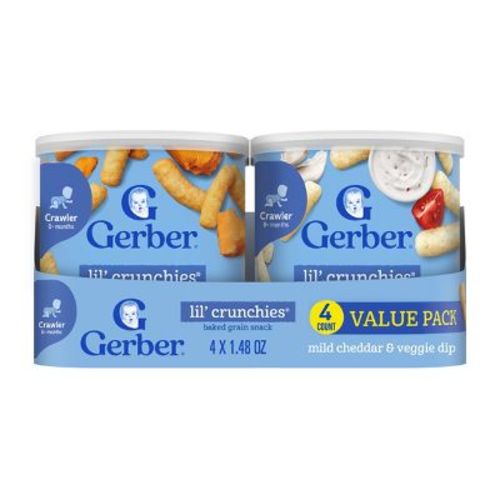 Gerber Baby Food Mild Cheddar and Veggie Dip Crunchies Value Pack Baby Snack - 1.48oz/4pk