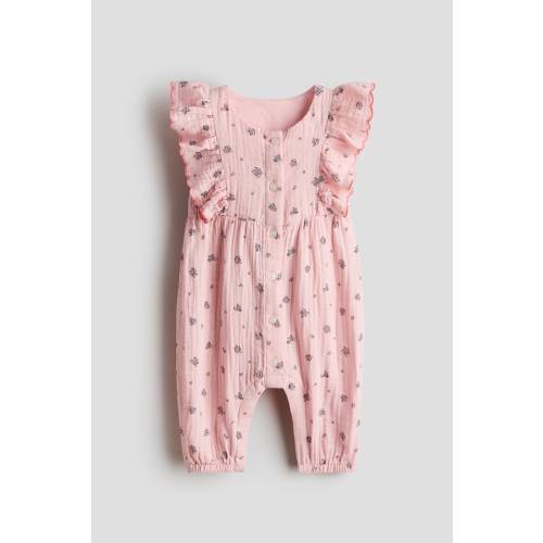 3-6 MONTHS RUFFLE-TRIMMED MUSLIN ROMPER SUIT
