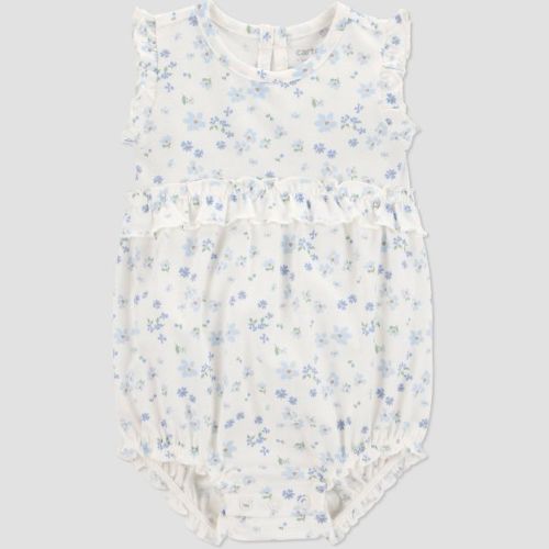 Carter's Just One You® Baby Girls' Floral Bubble Romper - Blue/Ivory Newborn