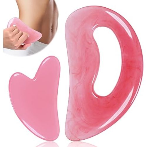 FDKJEJC Body Gua Sha Tool Cellulite Guasha Tool for Body Body Massage Tools (Natural Resin) Lymphatic Drainage Tool Guasha Tool for Face，Back, Legs, Women's Body Shaping Tools (Pink) (Pink)