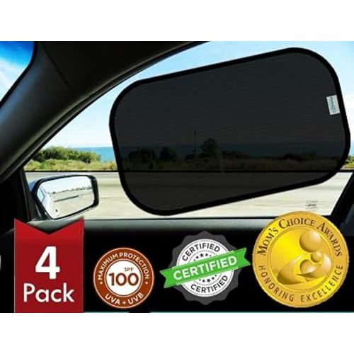 Car Window Shades - Certified 99.79% UVA & 99.95% UVB Sun Protection