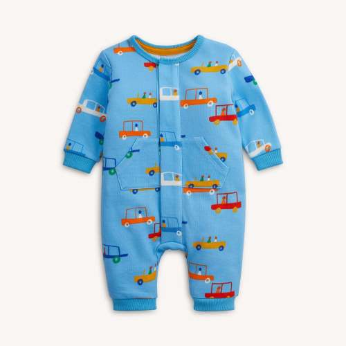 Magnetic Me French Terry Magnetic Romper with Front Pockets - You Auto Know Blue, 0-3M