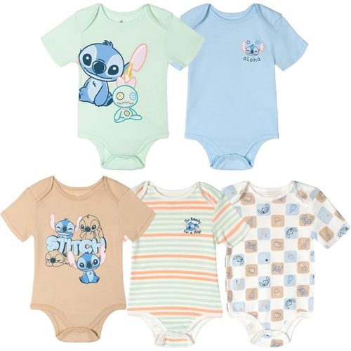 Disney Baby 5-Pack One Piece Bodysuits Newborn to Infant