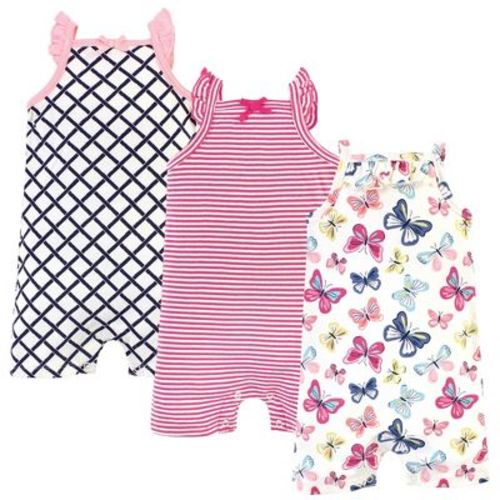 Touched by Nature Baby Girl Organic Cotton Rompers 3pk, Bright Butterflies