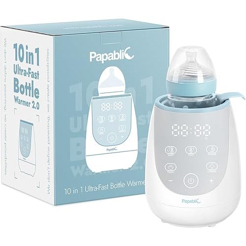 Papablic Fast Bottle Warmer with Feeding, Tracker Baby Bottle Warmer for Breastmilk or Formula, Ready Milk in 2 Mins Accurate Temperature, Control and Automatic Shut-Off