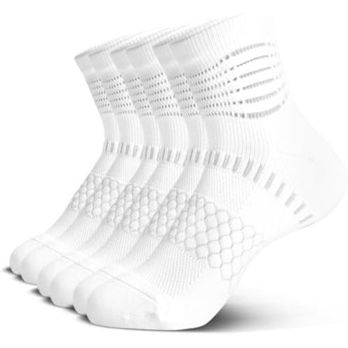 IRAMY Ankle Compression Socks for Women Men Plantar Fasciitis Relief 3/5 Pairs Cushioned Athletic Running Socks