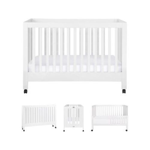 Babyletto Maki Portable Folding Crib with Toddler Bed Conversion Kit - White