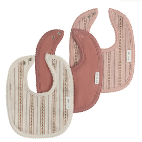 Baby Girl Muslin Bib 3-Pack | Jersey Cotton | Linear Tulip | Ely's & Co – Ely's & Co.