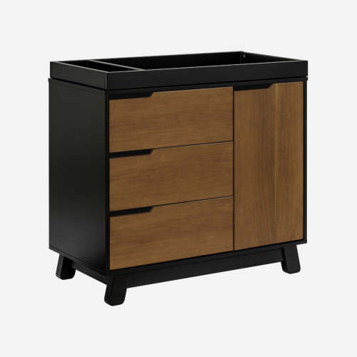 Hudson 3-Drawer Changer Dresser - Black/Natural Walnut