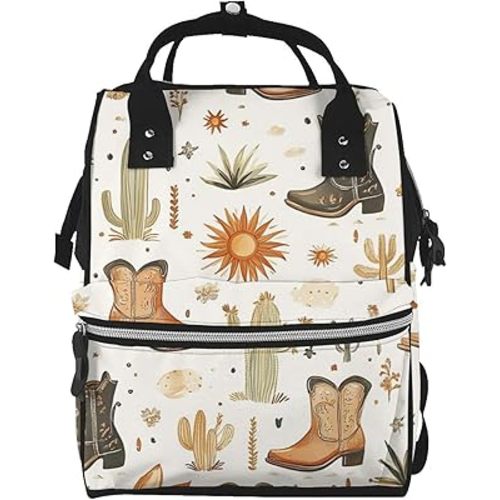 ZSUUGJ Western Cowboy Printed Diaper Bag Backpack Baby Bag Multi Function Baby Changing Bags For Travel