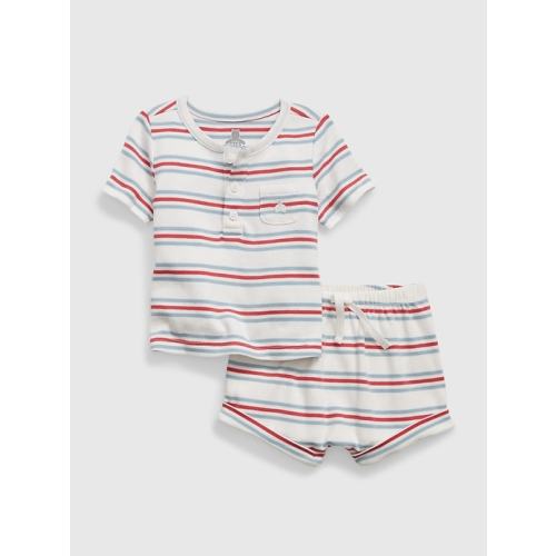 Baby 100% Organic Cotton Henley Two-Piece Outfit Set in new off white