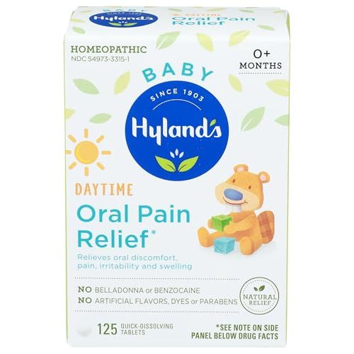 Hyland's Baby Daytime Oral Pain Relief Tablets - 125-Count, Up to 62 Doses - Baby and Toddler Soothing Tablets with Chamomile for Discomfort, Irritability & Swelling