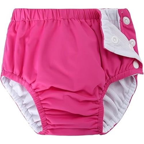 Baby Newborn Reusable Swim Diapers Washable Toddler Unisex Swim Diaper Infant Swimming Diapers Hot Pink, 0-3 Months