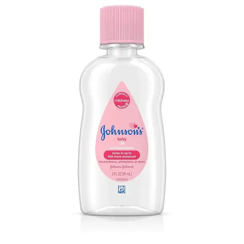 Johnson's Baby Oil, Pure Mineral Oil to Prevent Moisture Loss, Original 3 fl. oz