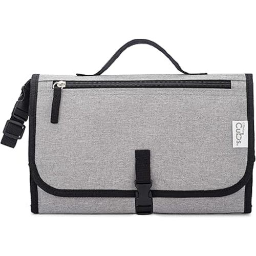 Comfy Cubs Baby Changing Pad Large Size - Waterproof Diaper Changing Mat with Cushioned Pillow - Soft & Lightweight, Foldable Design for Travel - Stylish Design for Boys and Girls - Solid Grey