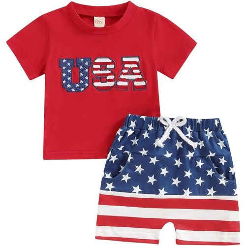 Kupretty Baby Boy Clothes Toddler Summer Outfit Fishing T-Shirt Tees Shirt + Shorts 6 12 18 24 Months 2T 3T Clothing Set