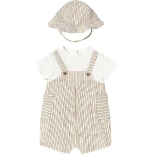 Root Striped Romper Set, Beige