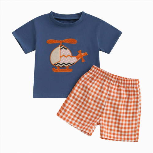 Boys Clothes Baby Toddler Shorts CLothes Set Kids Spring Summer Plaid Prints Sleeveless Training 3 6 12 18 24 Months 3T T-Shirt with Solid 2Pcs Outfit Tops And 2 Piece