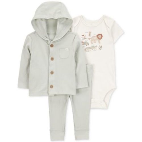 Baby Boys Little Character Set® Hooded Cardigan, Lion Bodysuit & Pants, 3 Piece Set