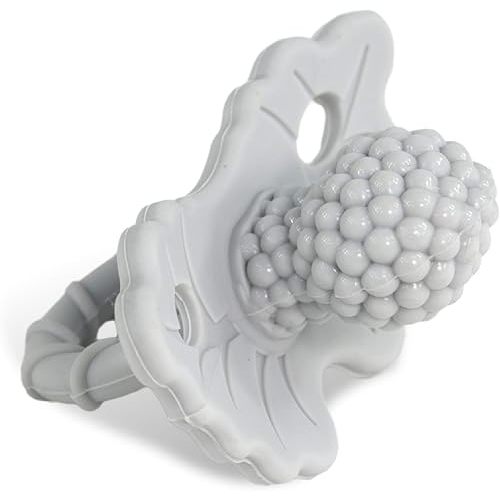 RaZbaby RaZberry Silicone Teether Pacifier – Teething Relief for Infants, Food-Grade, BPA-Free, Hands-Free Design, Natural Berrybumps Fruit Texture for Sensory Development, Freezable – Cookies & Cream