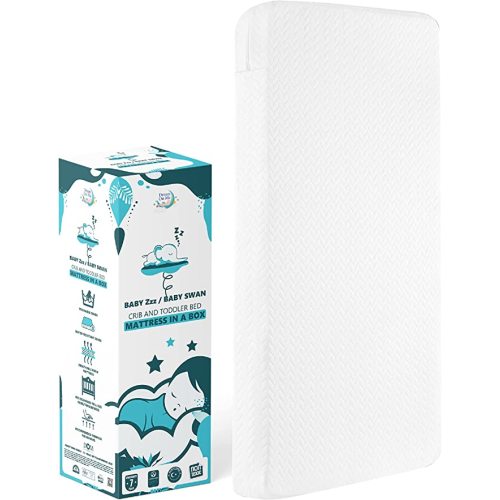 Dream On Me Baby Zzz 5” Foam Crib & Toddler Bed Mattress in White, Mattress in a Box, Greenguard Gold/JPMA Certified